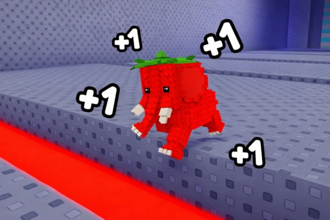 Become the Fastest Brainrot gameplay showing red character with speed boosts on lava track